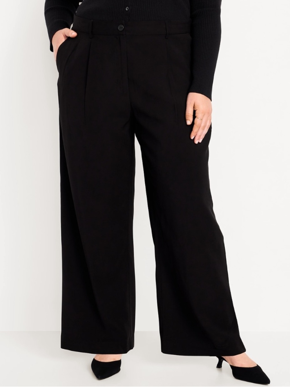 Old Navy Extra High-Waisted Drapey Trouser Super Wide-Leg Pants - Black - 20